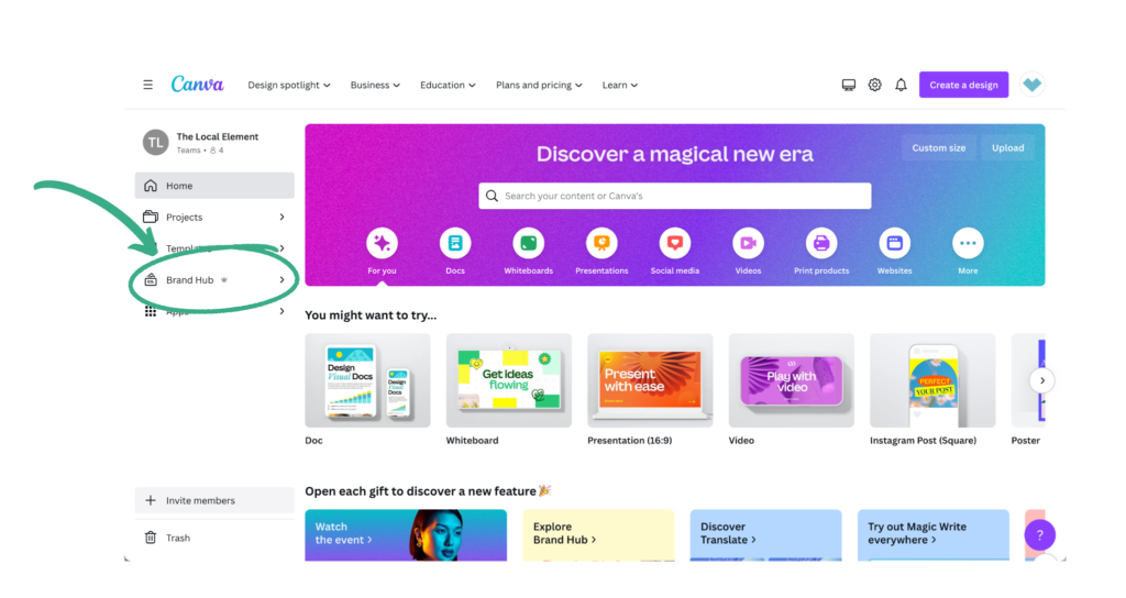 Canva Brand Hub Location